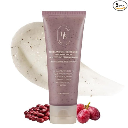 HEVEBLUE Red Bean Pore-Tightening Peptamin Podo Chal Tteock Cleansing Foam